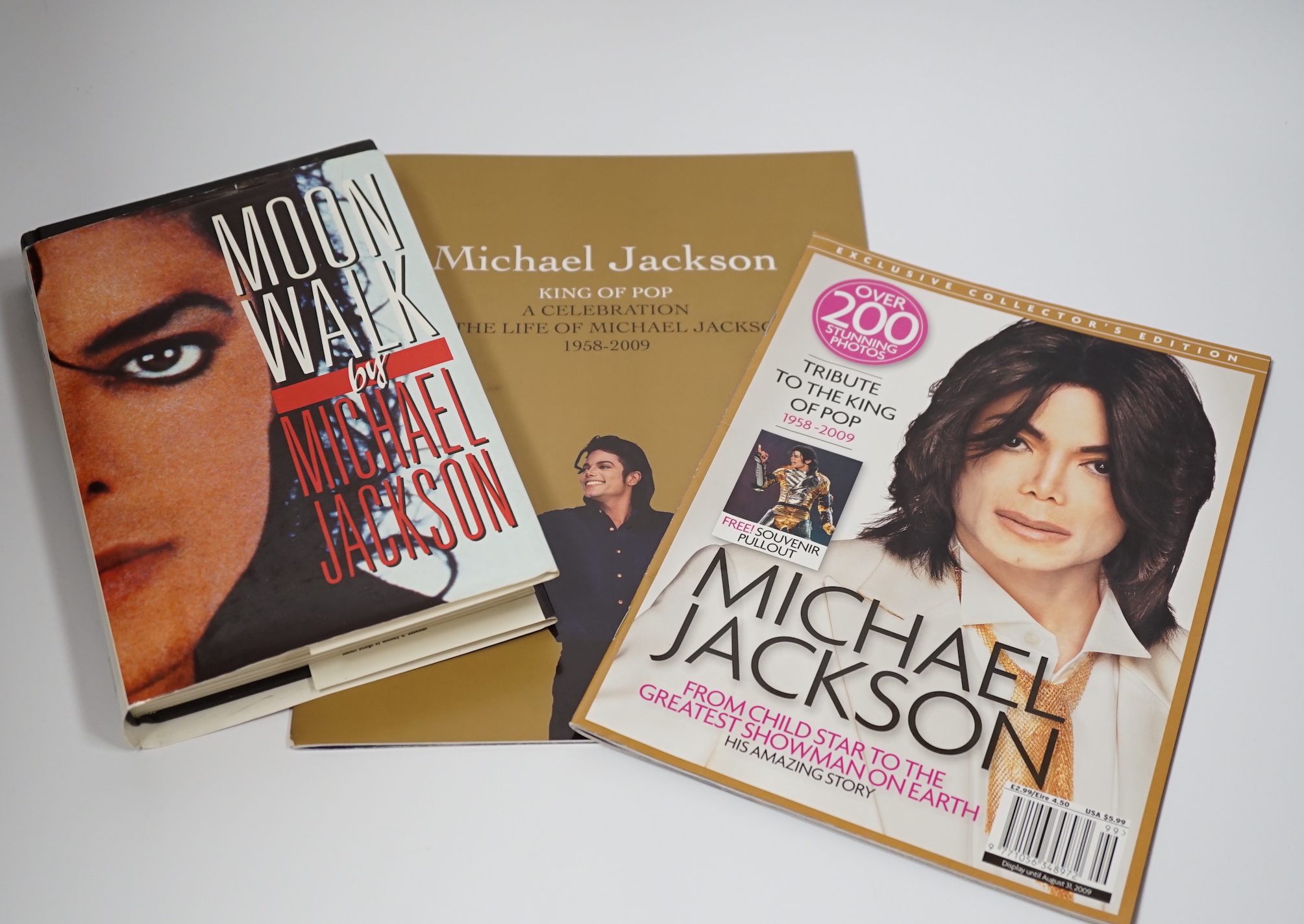 An archive of Michael Jackson related memorabilia, including an autograph on an envelope with letter explaining how it was collected